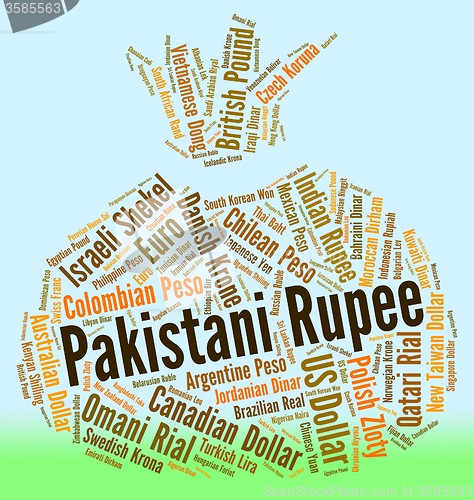 Image of Pakistani Rupee Shows Foreign Currency And Banknote