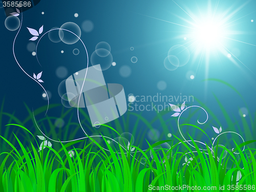 Image of Floral Horizon Background Shows Vibrant Landscape Or Fresh Lawn\r