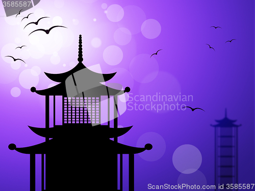 Image of Pagoda Silhouette Represents Religious Temple And Worship