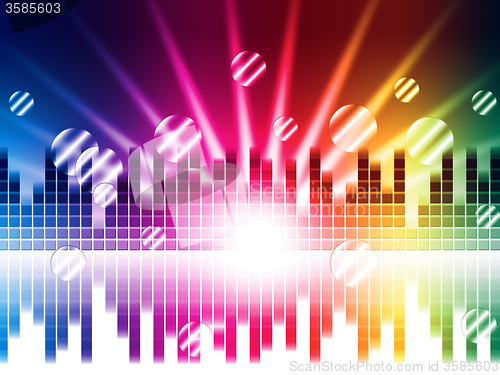 Image of Bright Colors Background Shows Sound Light Waves And Circles\r