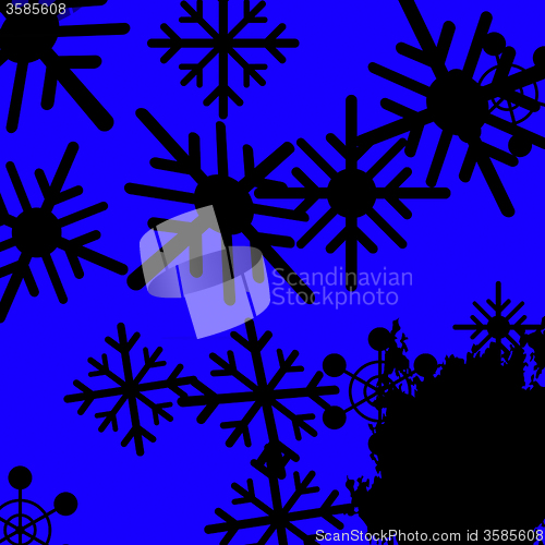 Image of Blue Snowflakes Background Means Frozen Cold And Snowing\r