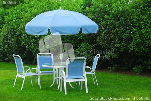 Image of Patio furniture on lawn