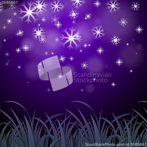 Image of Snowflakes Purple Background Shows Wintertime Wallpaper Or Ice P