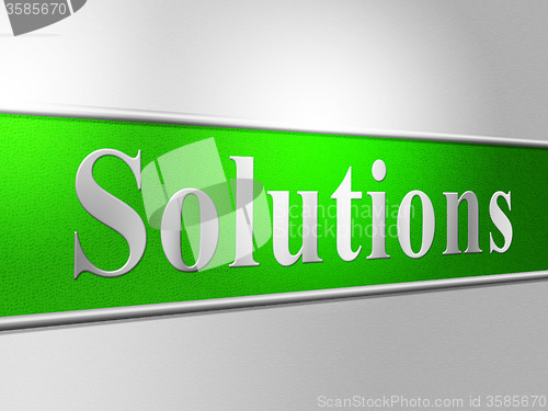 Image of Sign Solution Indicates Goal Success And Solving