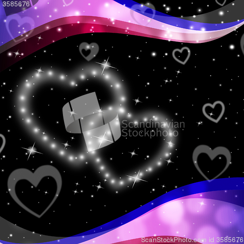 Image of Twinkling Hearts Background Means Night Sky And Love\r