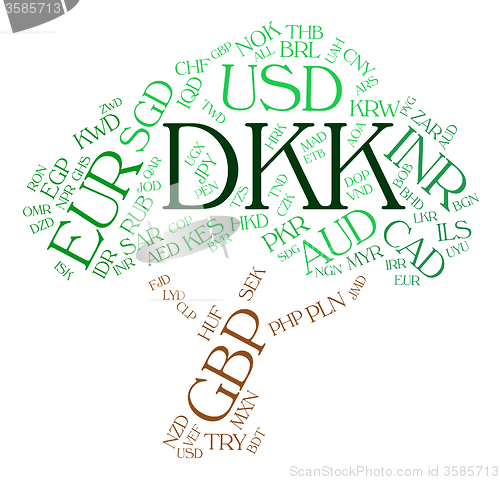 Image of Dkk Currency Means Denmark Krone And Banknote