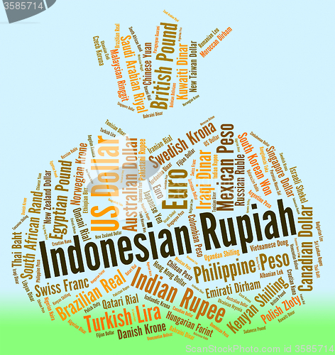 Image of Indonesian Rupiah Shows Worldwide Trading And Broker