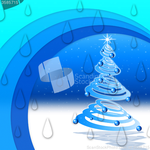 Image of Winter Arcs Background Means Night Snow And Christmas Tree\r