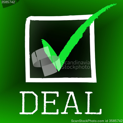 Image of Deal Tick Indicates Hot Deals And Bargain