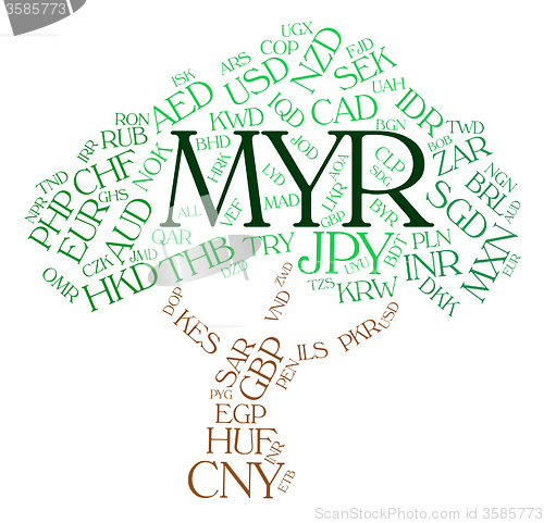 Image of Myr Currency Represents Malaysian Ringgit And Exchange