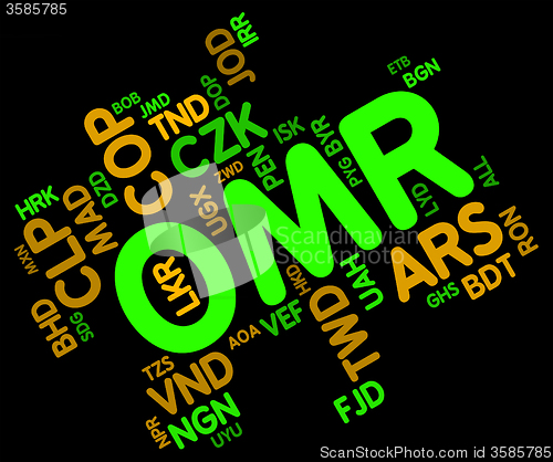 Image of Omr Currency Means Oman Rials And Coin