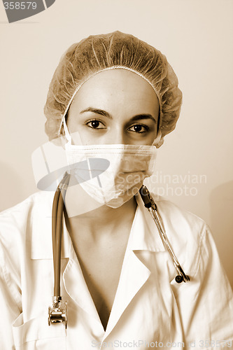 Image of Portrait of a young doctor with stethoscope.