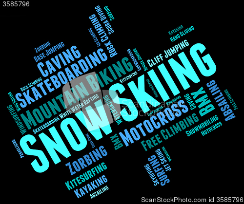 Image of Snow Skiing Means Winter Sports And Mountain-Skier