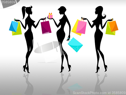 Image of Shopping Women Represents Retail Sales And Adults