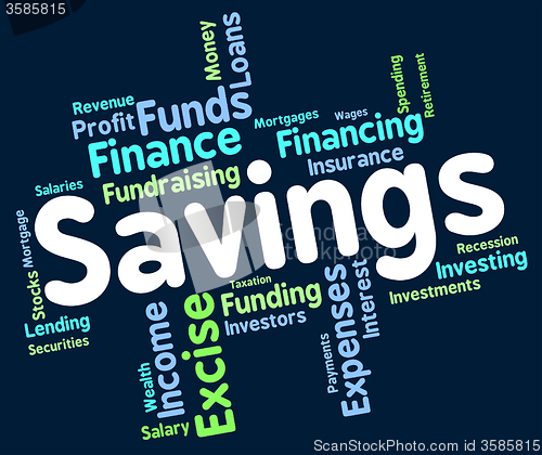 Image of Savings Word Means Save Wealth And Monetary