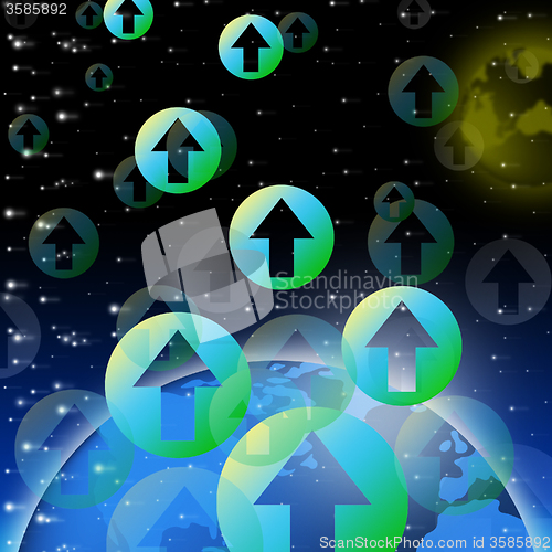 Image of Solar System Arrows Show Moving Up And Space\r