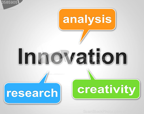 Image of Innovation Words Shows Investigate Researcher And Investigation