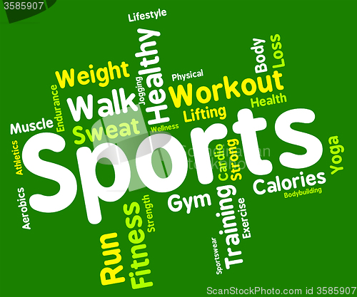 Image of Sports Word Shows Getting Fit And Exercising