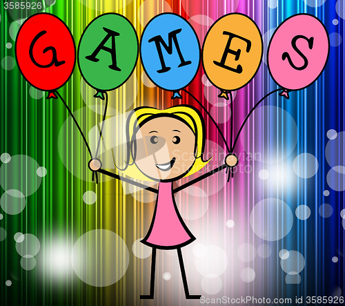 Image of Games Balloons Represents Young Woman And Bunch