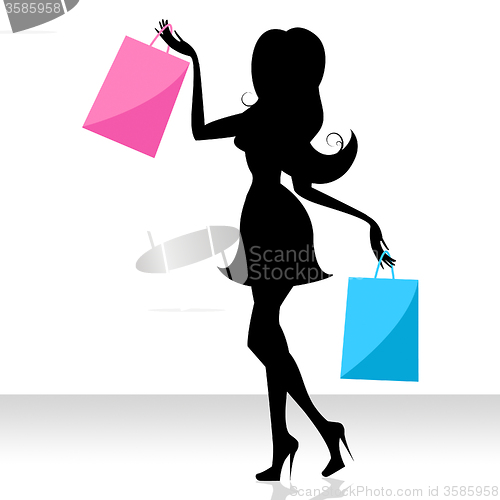 Image of Woman Shopping Means Commercial Activity And Adult
