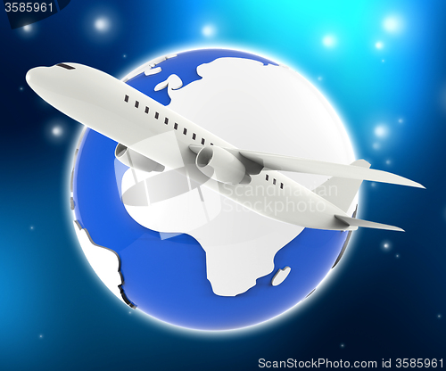 Image of World Plane Represents Travel Guide And Air