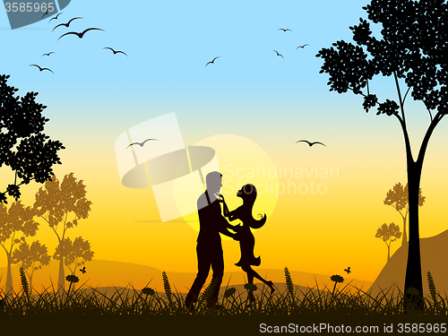 Image of Silhouette Love Means Summer Time And Adoration