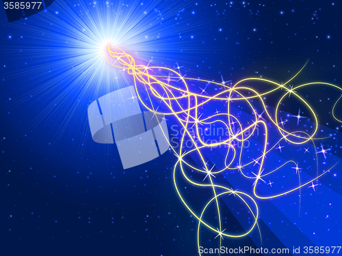 Image of Blue Squiggles Background Shows Bright Rays And Pattern\r