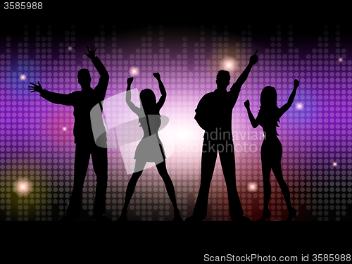 Image of Silhouette People Indicates Disco Dancing And Celebration