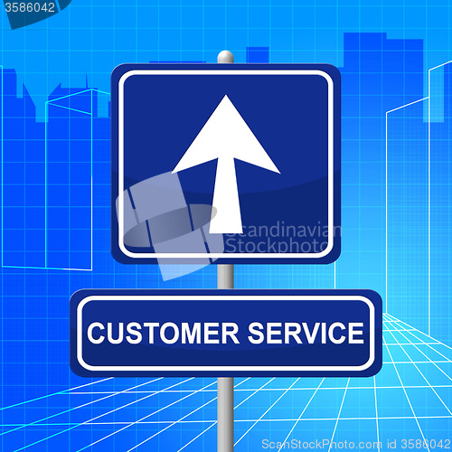 Image of Customer Service Represents Help Desk And Advertisement