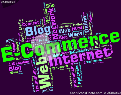 Image of Ecommerce Word Indicates Online Business And Biz