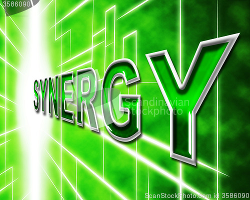 Image of Synergy Energy Shows Work Together And Collaboration