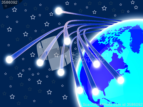 Image of Optical Fiber Network Means World Wide Web And Communication