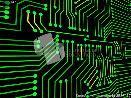 Image of Circuit Board Represents Hi Tech And Electronics