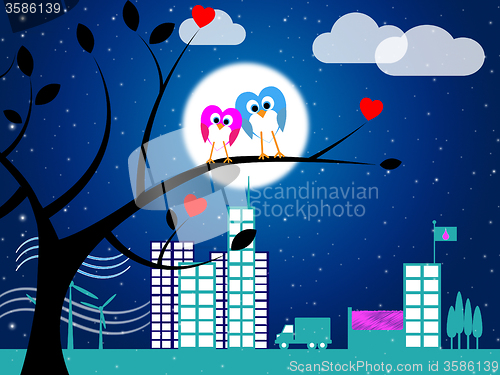 Image of Love Night Indicates Flock Of Birds And Affection