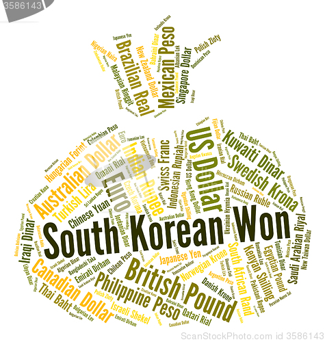 Image of South Korean Won Represents Foreign Currency And Coinage