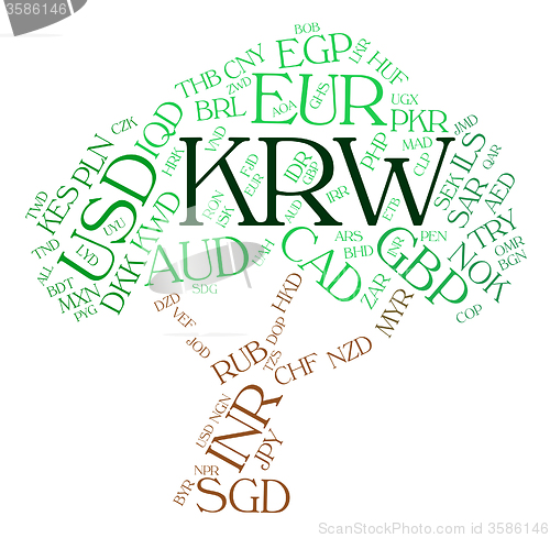 Image of Krw Currency Indicates South Korea Won And Exchange