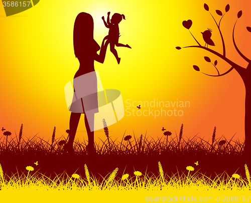 Image of Mother Nature Means Rural Kid And Mom