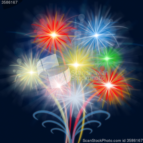 Image of Fireworks Celebrate Shows Explosion Background And Celebration