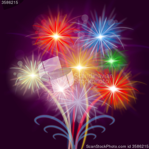 Image of Celebrate Fireworks Shows Explosion Background And Celebrating