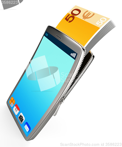 Image of Phone With Copyspace Represents Cash Online And Banking