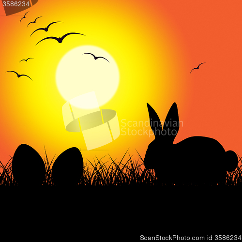 Image of Easter Eggs Indicates Bunny Rabbit And Copy