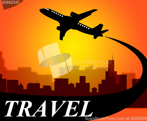 Image of Travel Plane Indicates Travelled Explore And Voyage