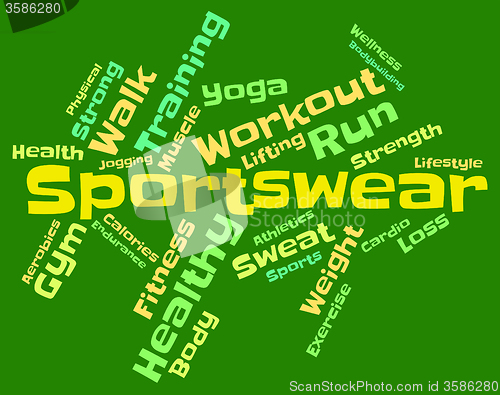 Image of Sportswear Word Means Garment Apparel And Text