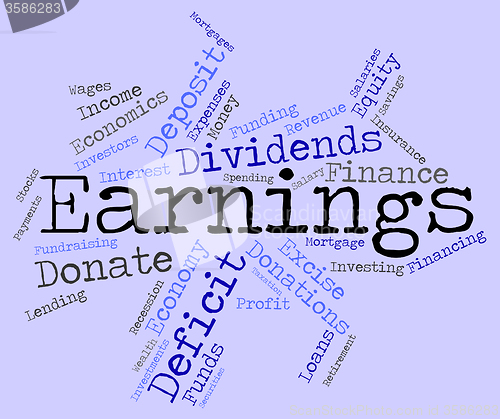 Image of Earnings Word Indicates Dividend Words And Revenue