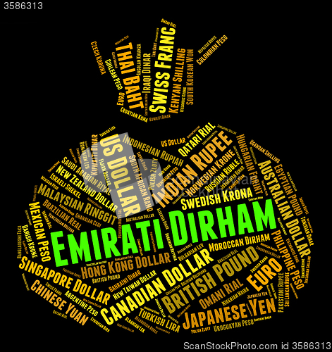 Image of Emirati Dirham Means United Arab Emirates And Currency