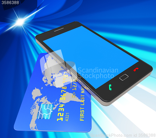 Image of Credit Card Online Represents Web Site And Bankcard