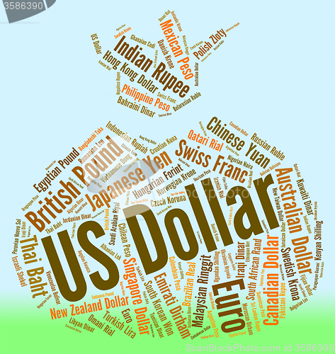 Image of Us Dollar Shows Forex Trading And America