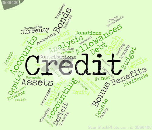 Image of Credit Word Shows Debit Card And Banking