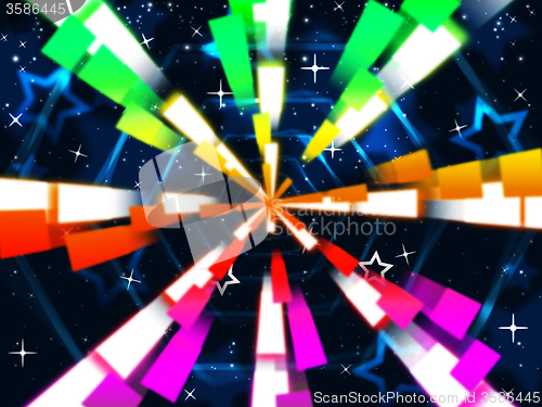 Image of Colorful Beams Background Means Stars And Hexagonal\r