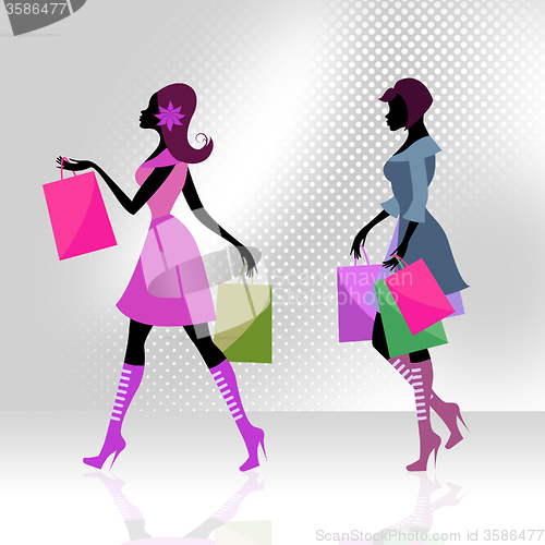 Image of Shopper Women Means Commercial Activity And Adults